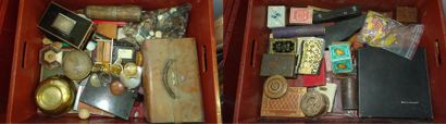 Quatre mannettes (trois d'objets divers en...