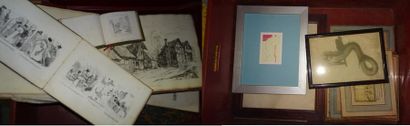 Quatre mannettes de gravures anciennes et...