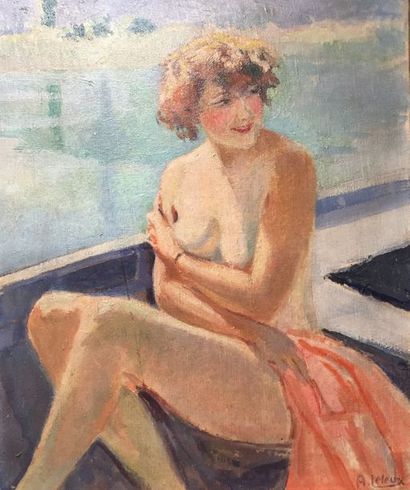 A LELEUX (1894-?) 

La baigneuse.
Huile sur...