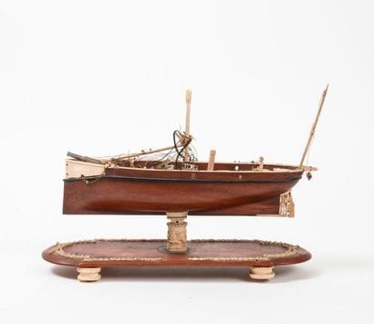 Maquette de bateau à vapeur en acajou, os...