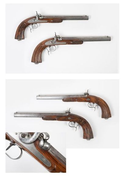 Paire de pistolets de duel ou de tir.

Platines...