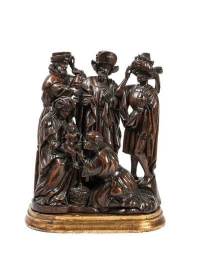 L'Adoration des mages.
La Vierge assise,...