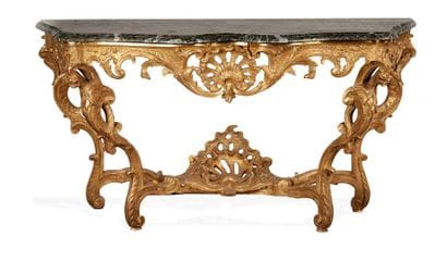 Table console Régence «aux dragons», en chêne...