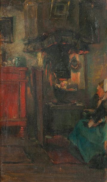 Gotthard Johann KUEHL (1850-1915)
Femme surveillant...
