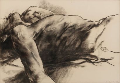 Luis CABALLERO (1943-1995)
Nu masculin.
Fusain...