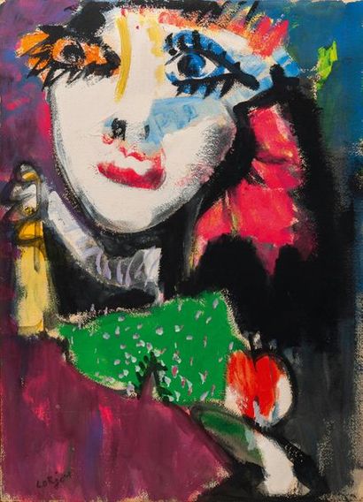Bernard LORJOU (1908-1986)
Buste de femme.
Gouache...