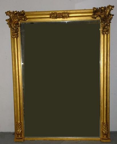 Grand miroir rectangulaire biseauté à cadre...