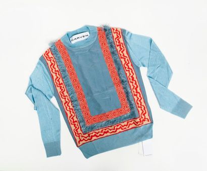 CARVEN

Top bleu fumé en maille et soie à...