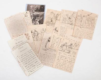 Ensemble de dix-sept lettres d'amour, autographes,...