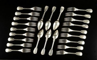 Ensemble de cuillers et fourchettes en argent...