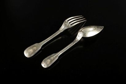 Ensemble de cuillers et fourchettes en argent...