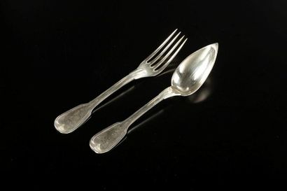 Ensemble de cuillers et fourchettes en argent...
