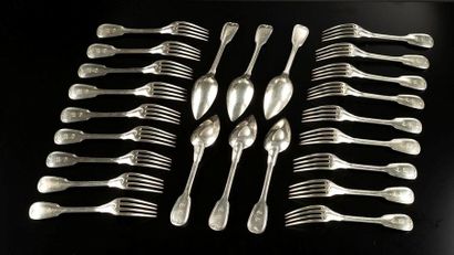 Ensemble de cuillers et fourchettes en argent...