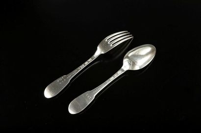 Couvert en argent uni plat. 
Angers, 1766-74...