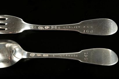 Couvert en argent uni plat. 
Angers, 1766-74...