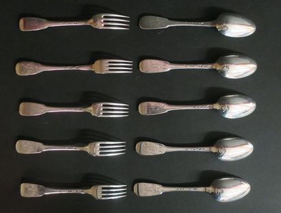 Ensemble de couverts en argent, modèle uni...