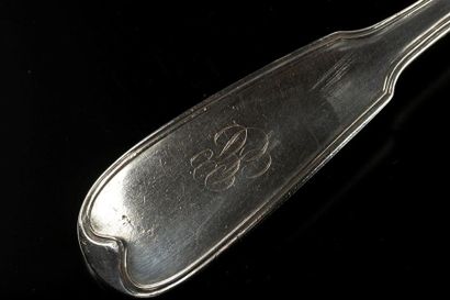 Cuiller à pot en argent à filets. Paris 1783-84....