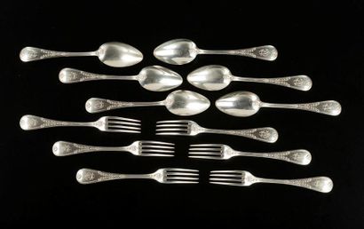 Série de six cuillers et six fourchettes...