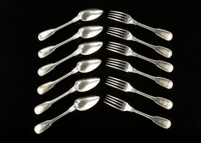 Série de six cuillers et six fourchettes...