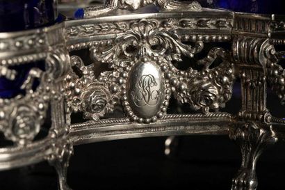 Ensemble en argent : salière double et deux...