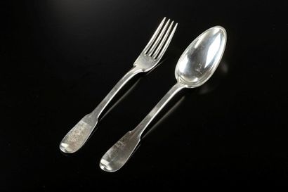 Couvert en argent uni plat. Saumur, 1779-81....