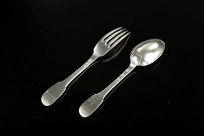Couvert en argent uni plat. 
Angers, 1751-53...