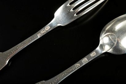 Couvert en argent uni plat. 
Angers, 1751-53...