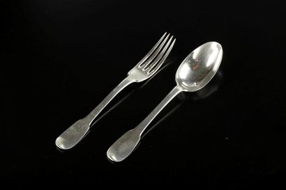 Couvert en argent uni plat. 
Angers, 1751-53...