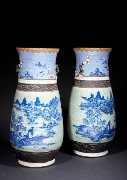 CHINE, Nankin - Fin XIXe siècle Paire de...