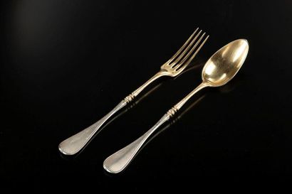 Ensemble en argent: . Couvert à salade en...