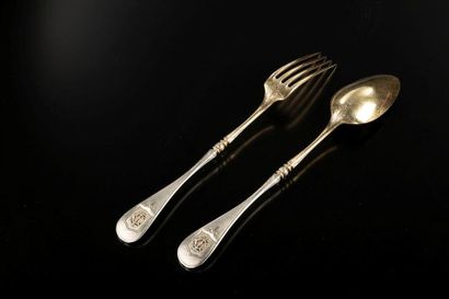 Ensemble en argent: . Couvert à salade en...
