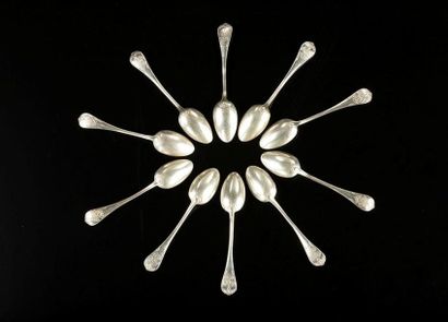 Ensemble en argent: . Couvert à salade en...