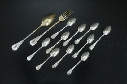 Ensemble en argent: . Couvert à salade en...