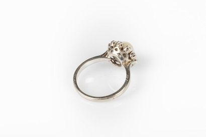 Bague en or gris sertie d'une perle de culture...