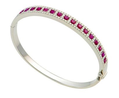 Bracelet joaillerie jonc ovale en or blanc...