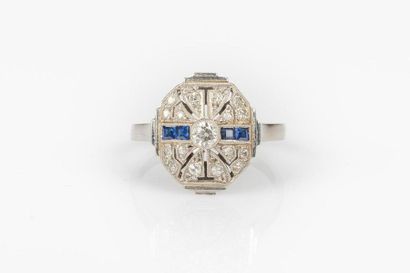 Bague en platine sertie de diamants taille...