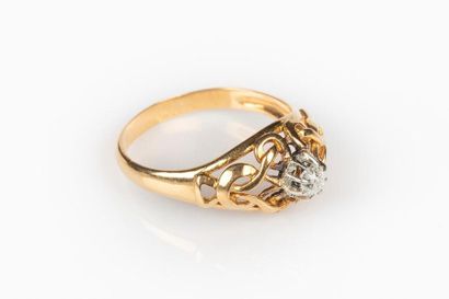 Bague en or et platine sertie d'un diamant...