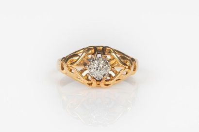 Bague en or et platine sertie d'un diamant...