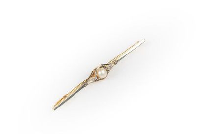 Broche barrette en or de deux tons sertie...