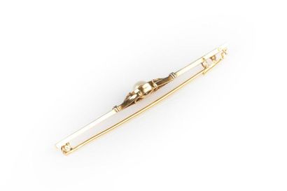 Broche barrette en or de deux tons sertie...
