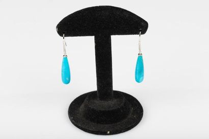 Paire de pendants d'oreilles en or gris sertis...