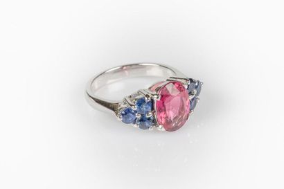 Bague en or gris sertie d'une tourmaline...
