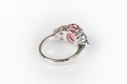 Bague en or gris sertie d'une tourmaline...