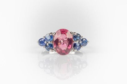 Bague en or gris sertie d'une tourmaline...