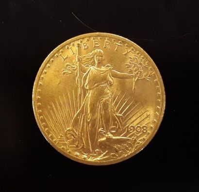 1 monnaie en or : 20 US $ 1908