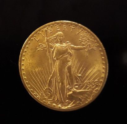 1 monnaie en or : 20 US $ 1908