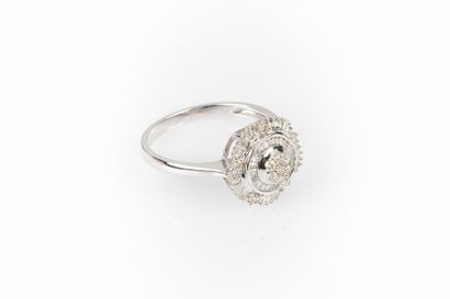 Bague en or gris sertie en son centre d'un...