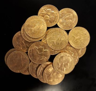 20 monnaies en or: 20 FF coq