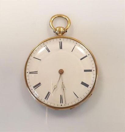 Montre de poche en or guilloché. XIXème siècle....