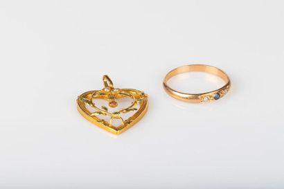 2 bijoux en or sertis de petites pierres:...